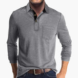 Men's polo with buttoned placket and chest pocket
