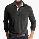 Men's polo with buttoned placket and chest pocket