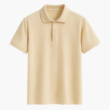 Men's polo shirt with button placket and short sleeves