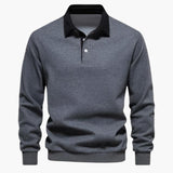 Men's polo with classic collar and long sleeves