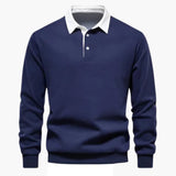 Men's polo with classic collar and long sleeves