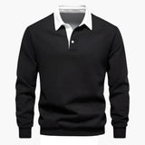 Men's polo with classic collar and long sleeves