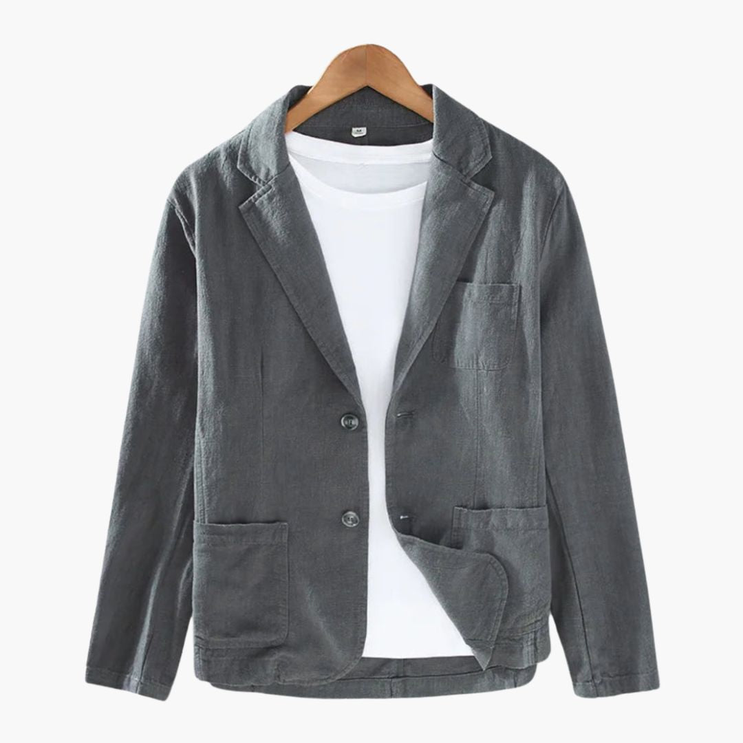 Men's Blazer Jacke with Notched Lapel Collar