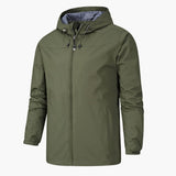 Men's Jacke with Adjustable Hood and Zipper Closure