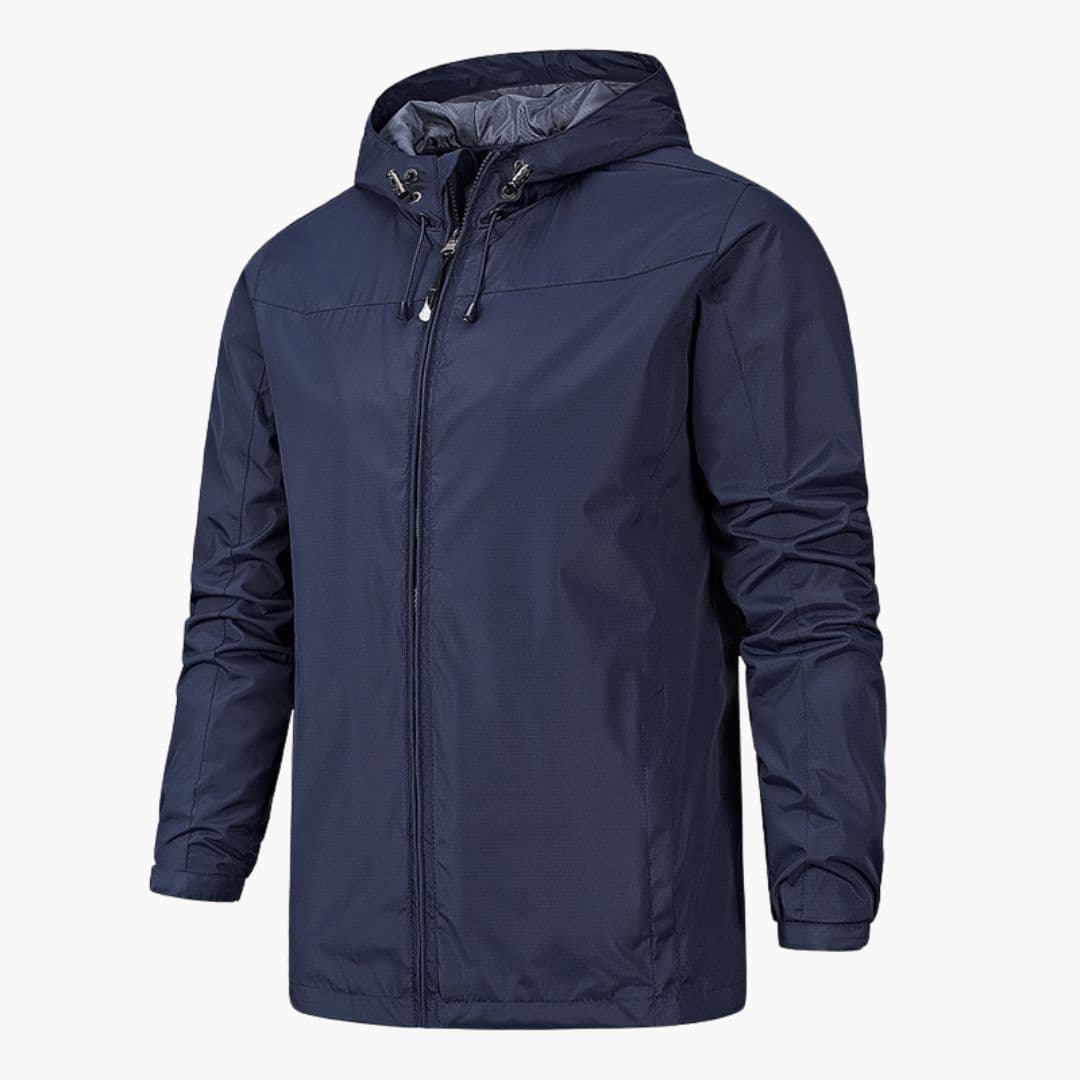 Men's Jacke with Adjustable Hood and Zipper Closure