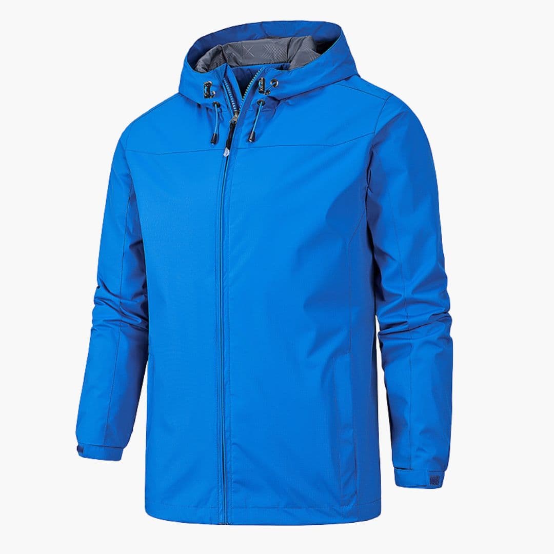 Men's Jacke with Adjustable Hood and Zipper Closure