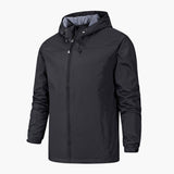 Men's Jacke with Adjustable Hood and Zipper Closure