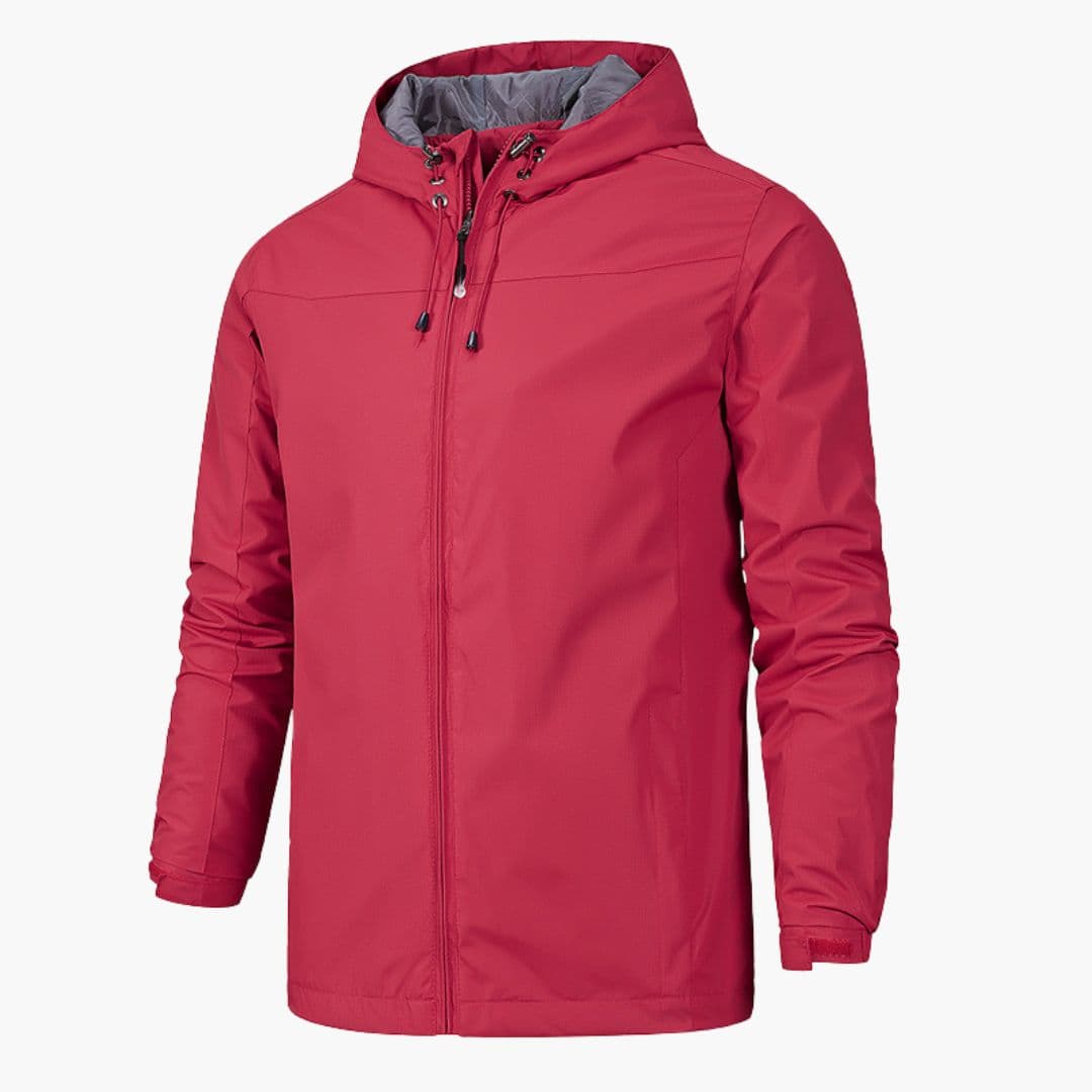 Men's Jacke with Adjustable Hood and Zipper Closure