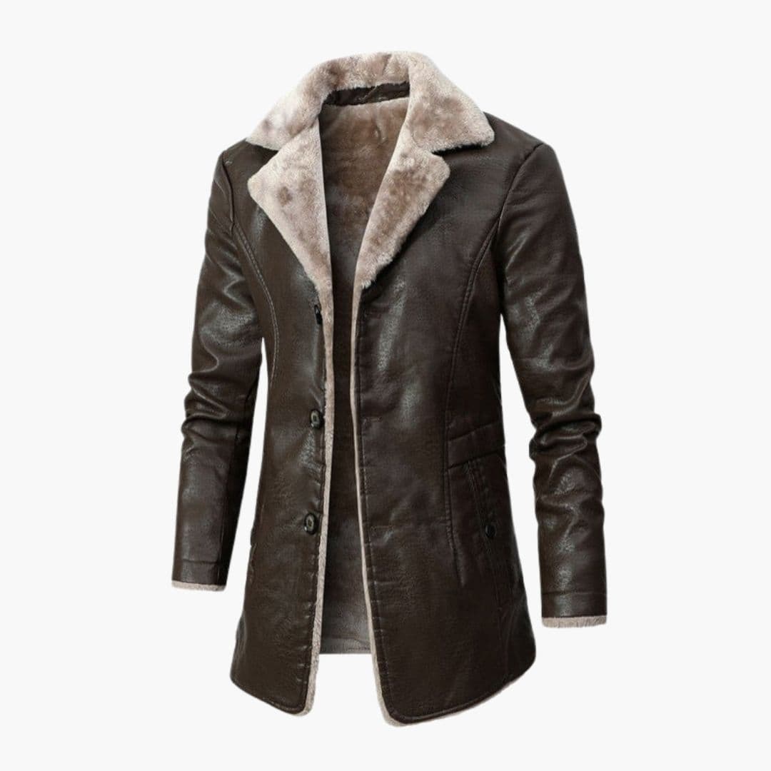 Men's Jacke with Button Closure and Notched Collar