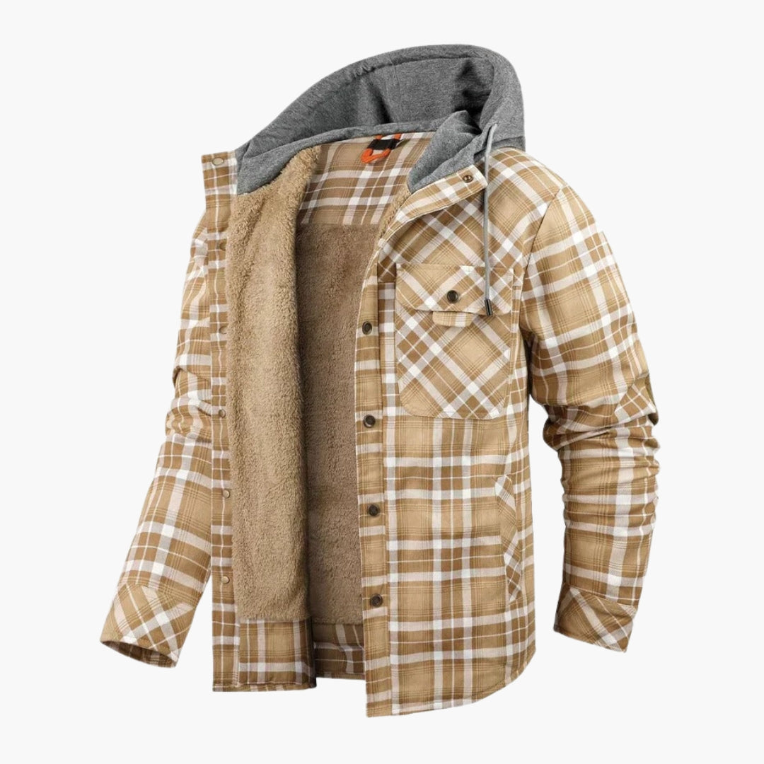 Men's Flannel Jacke with Hood