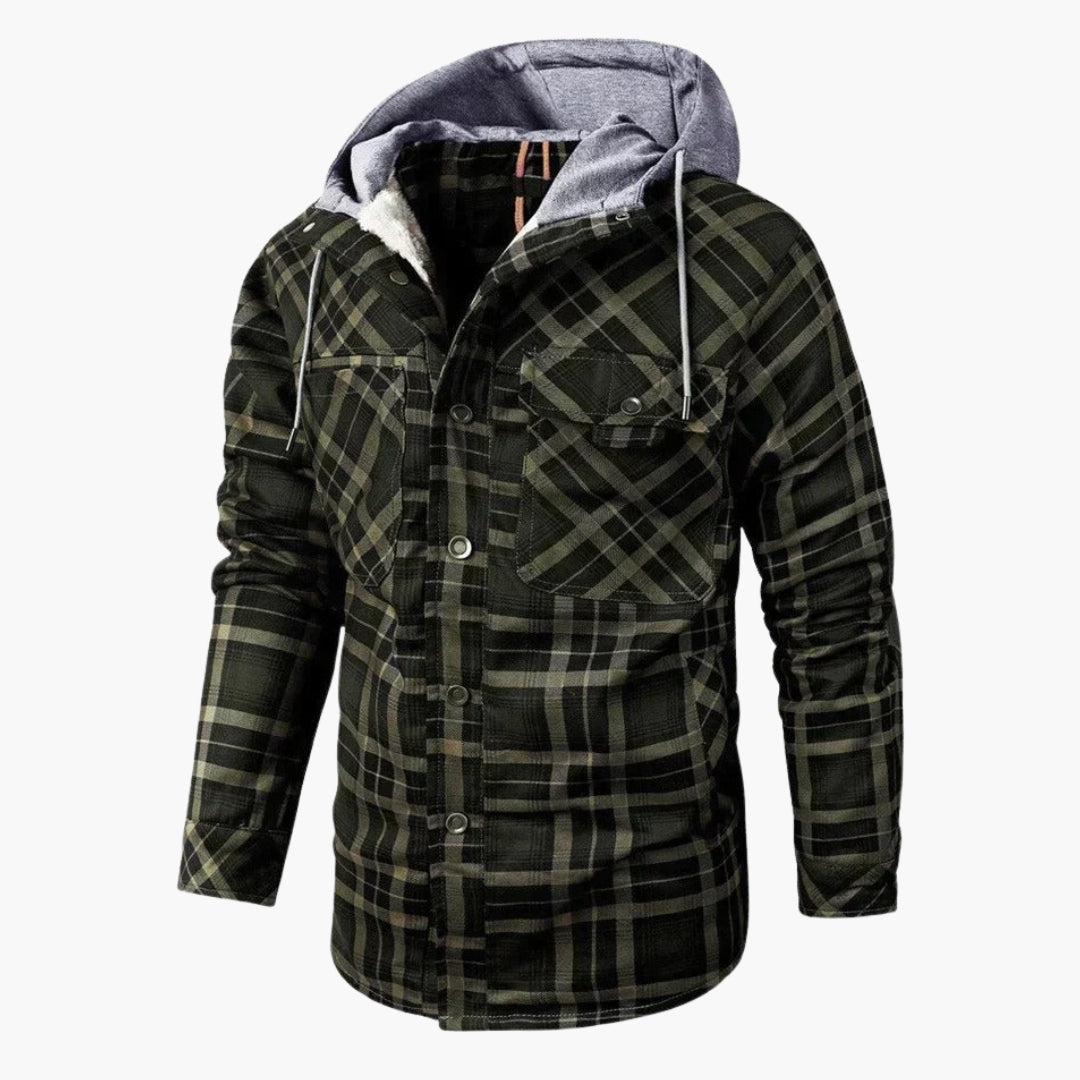 Men's Flannel Jacke with Hood