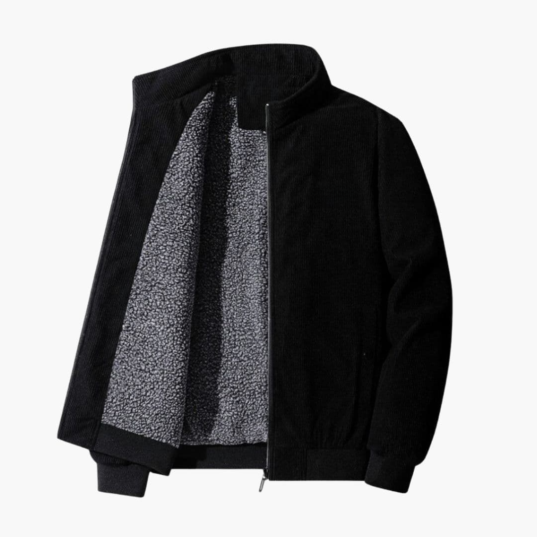 Men's Corduroy Jacke with Zipper Closure