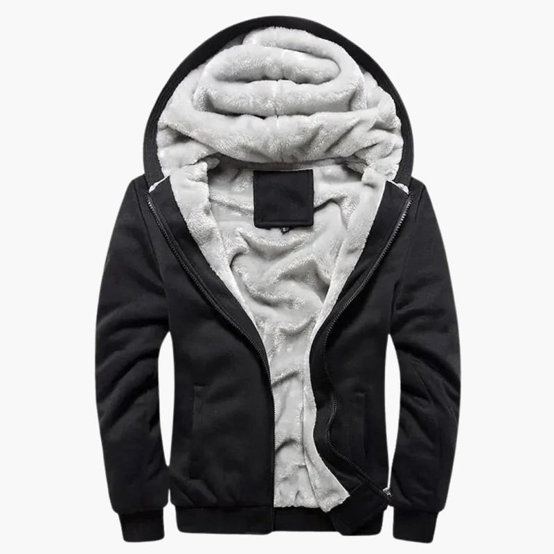 Men's hooded Jacke with zip closure and front pockets