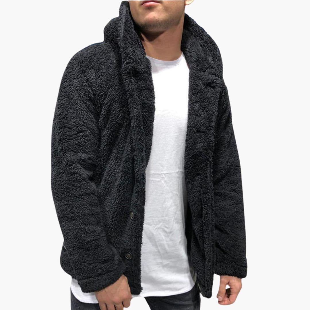 Men's hooded Jacke with button closure