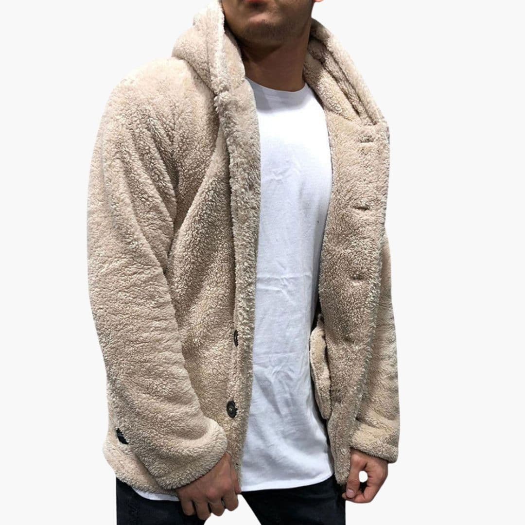 Men's hooded Jacke with button closure