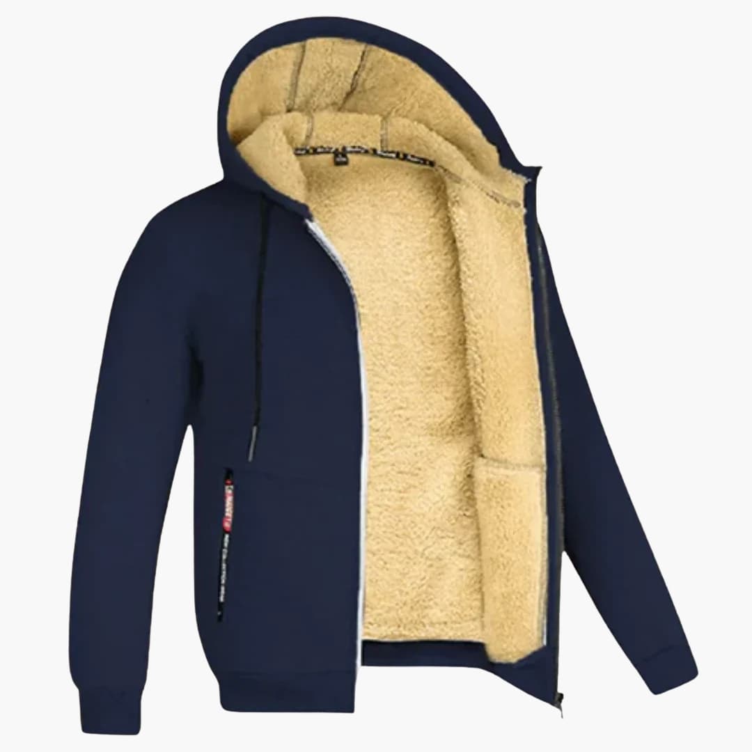 Men's hooded Jacke with zipper closure