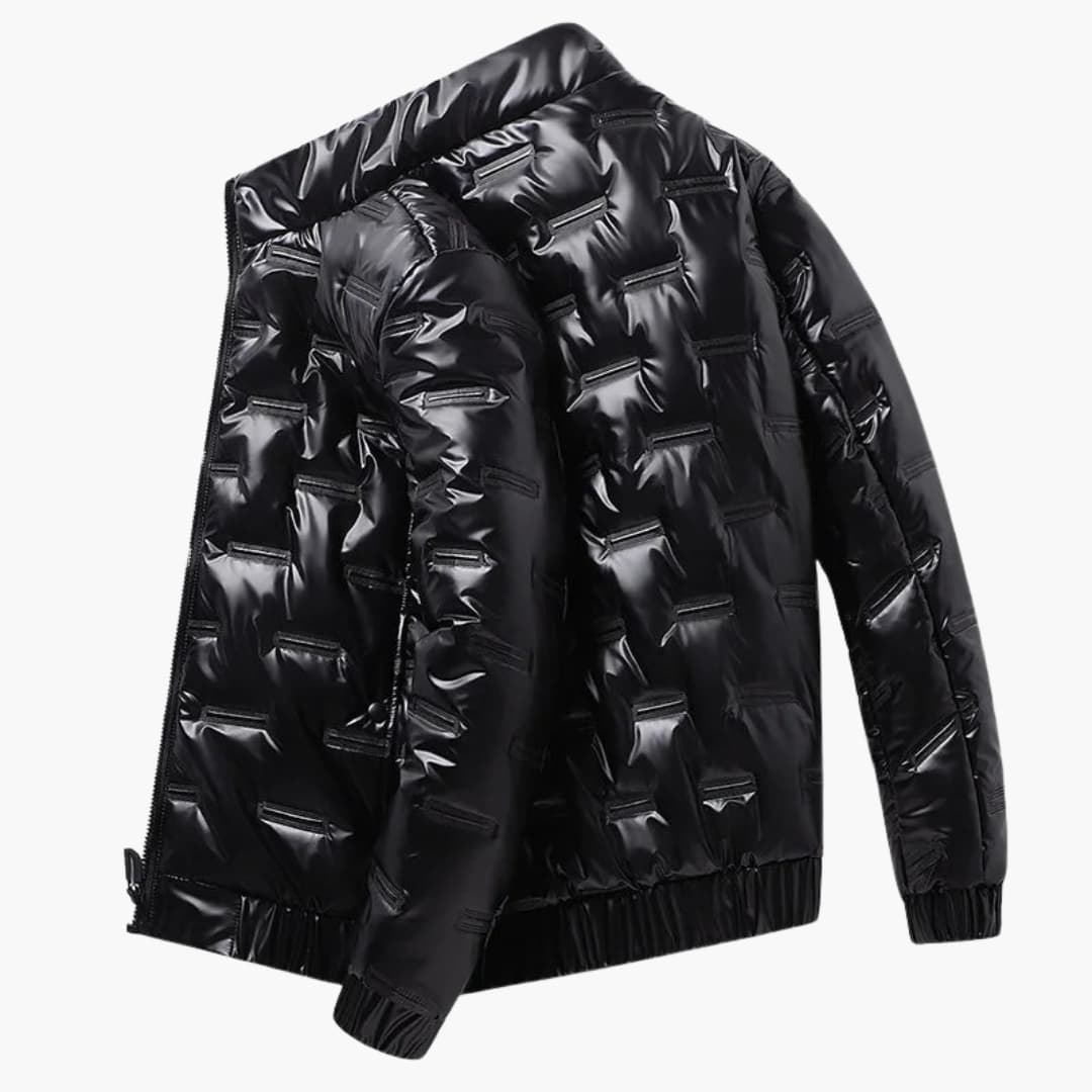 Men's ski Jacke with zip closure and shiny surface