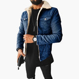 Men's denim Jacke with sherpa collar