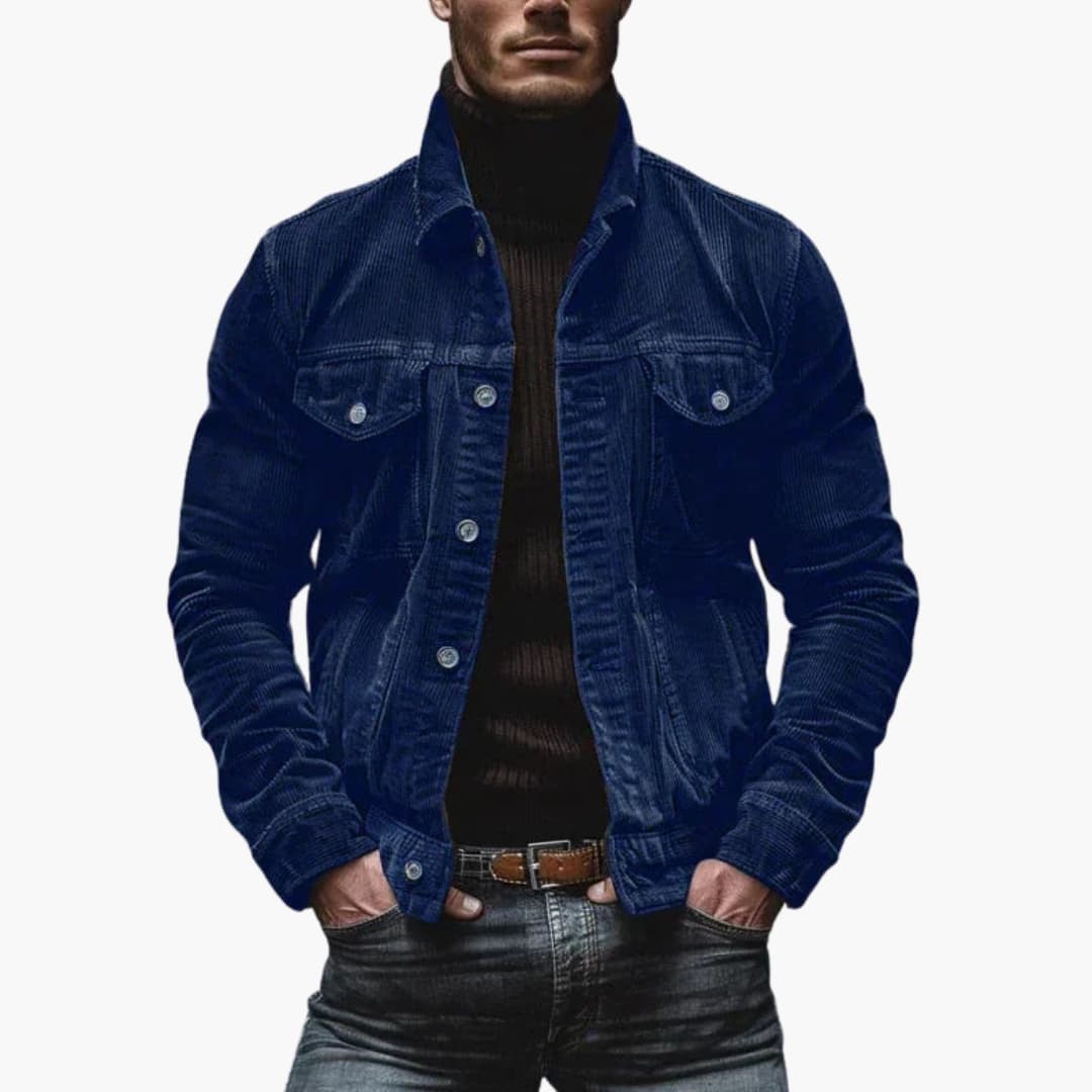 Men's corduroy Jacke with button closure and chest pockets