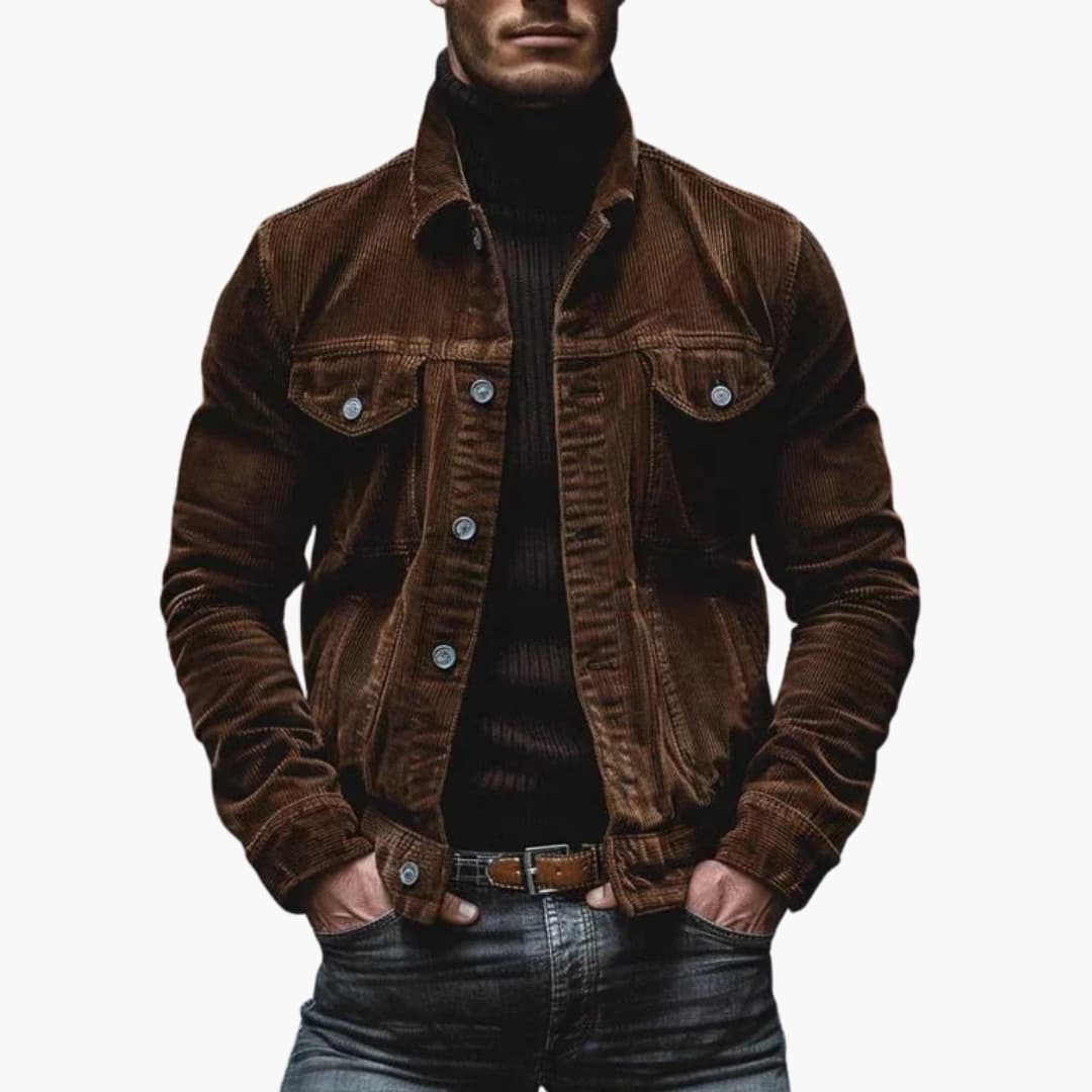 Men's corduroy Jacke with button closure and chest pockets