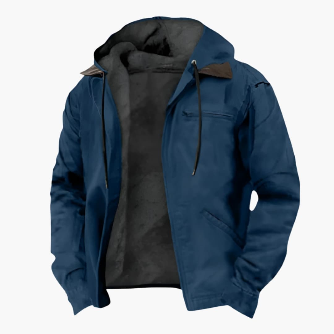 Men's hooded Jacke with zipper closure