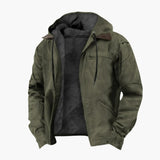 Men's hooded Jacke with zipper closure