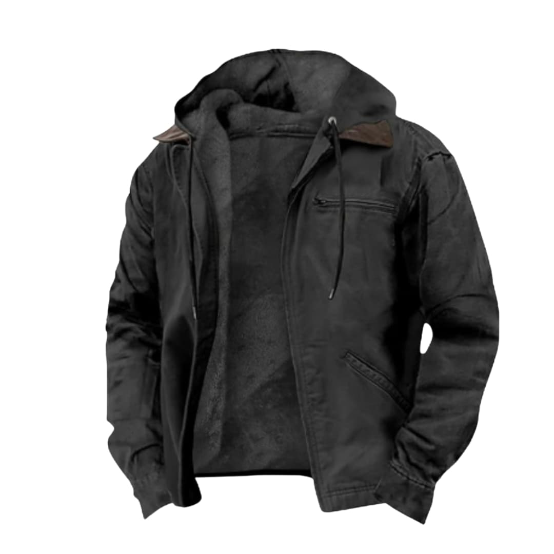 Men's hooded Jacke with zipper closure