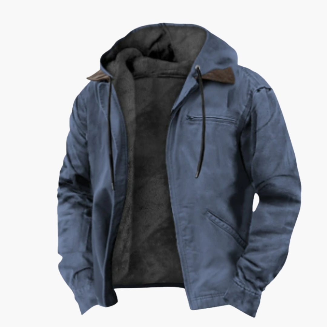Men's hooded Jacke with zipper closure
