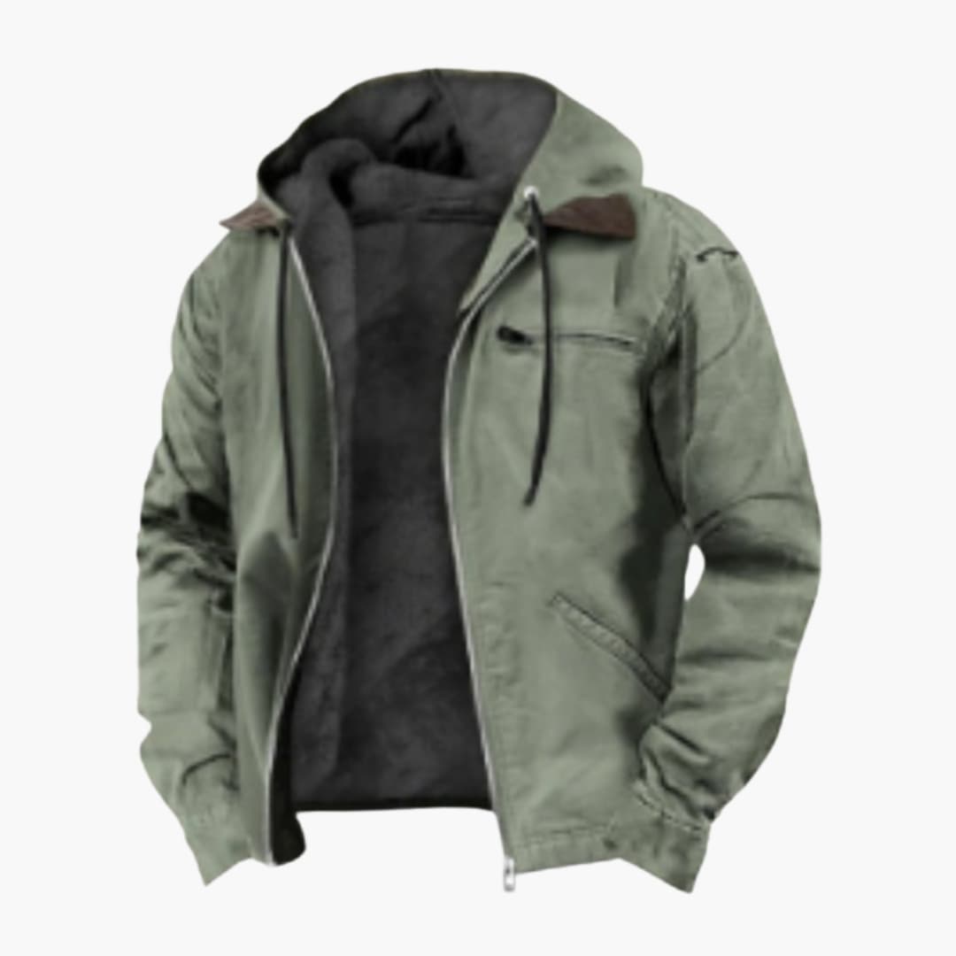 Men's hooded Jacke with zipper closure