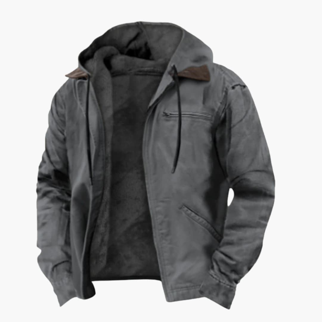 Men's hooded Jacke with zipper closure