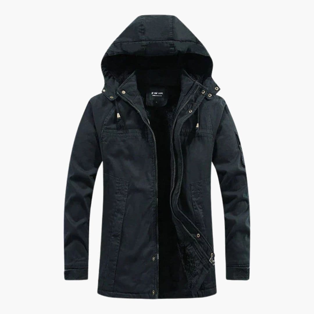 Men's hooded Jacke with zip closure and fleece lining
