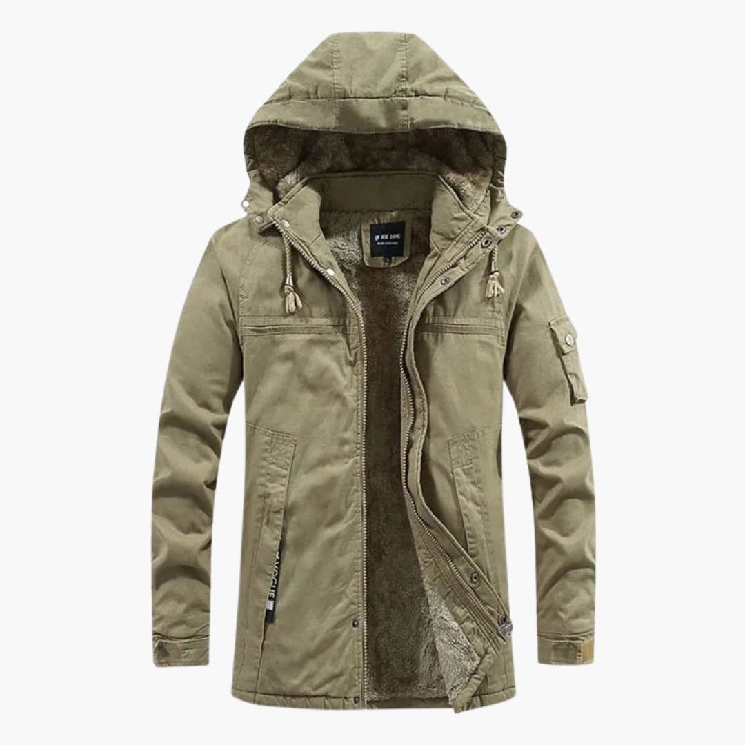 Men's hooded Jacke with zip closure and fleece lining
