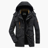 Men's hooded Jacke with zip closure and multiple pockets