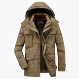Men's hooded Jacke with zip closure and multiple pockets