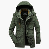 Men's hooded Jacke with zip closure and multiple pockets