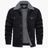 Men's Jacke with faux fur collar and ribbed surface