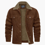 Men's Jacke with faux fur collar and ribbed surface