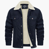 Men's Jacke with faux fur collar and ribbed surface