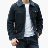 Men's Jacke with faux fur collar and buttons