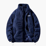 Men's ribbed surface Jacke with zip closure and stand-up collar