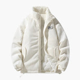 Men's ribbed surface Jacke with zip closure and stand-up collar