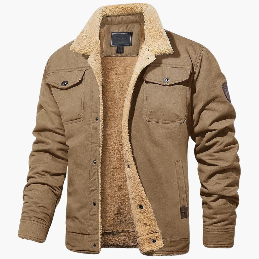Men's Jacke with sherpa lining and front button closure