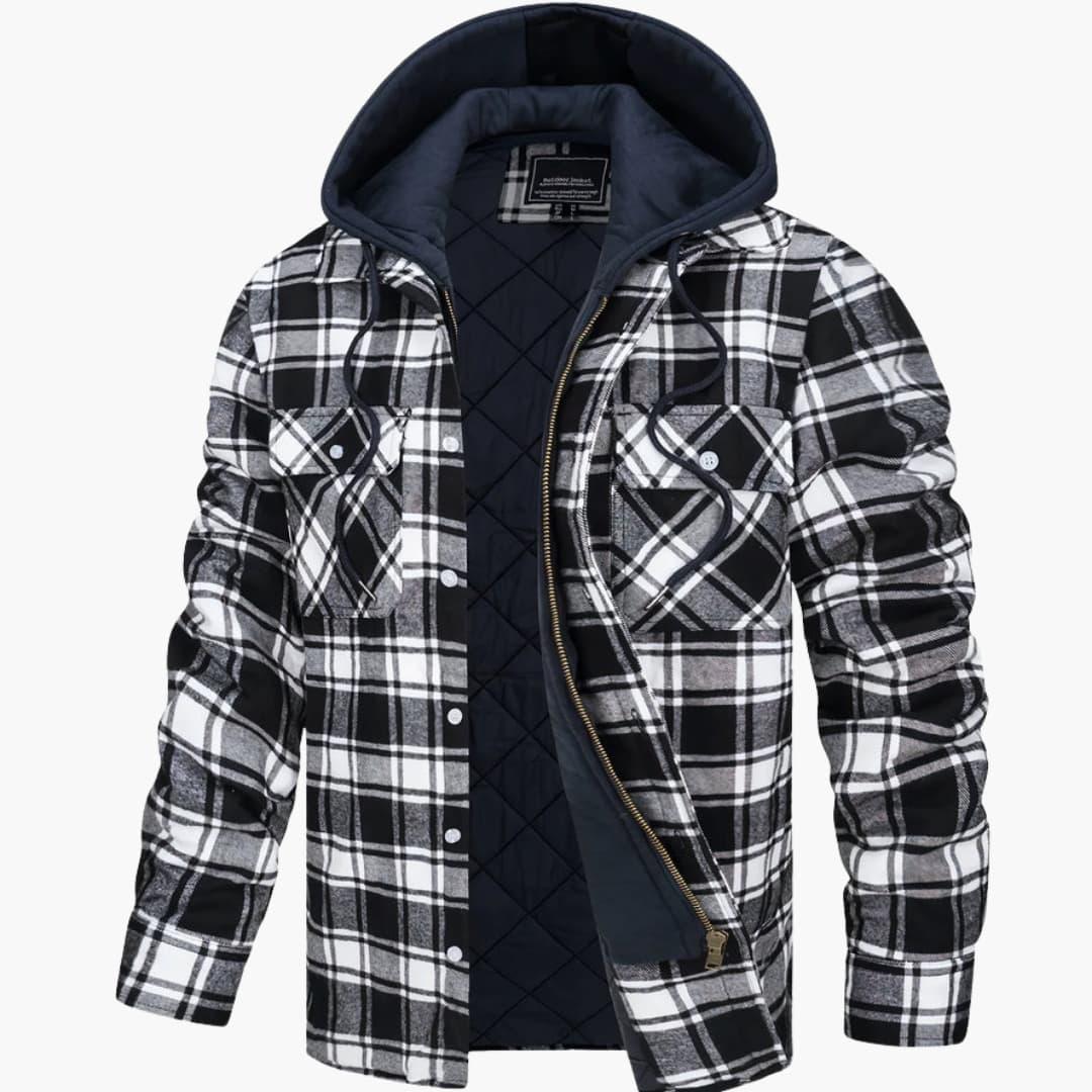 Men's Jacke with checkered pattern and hood