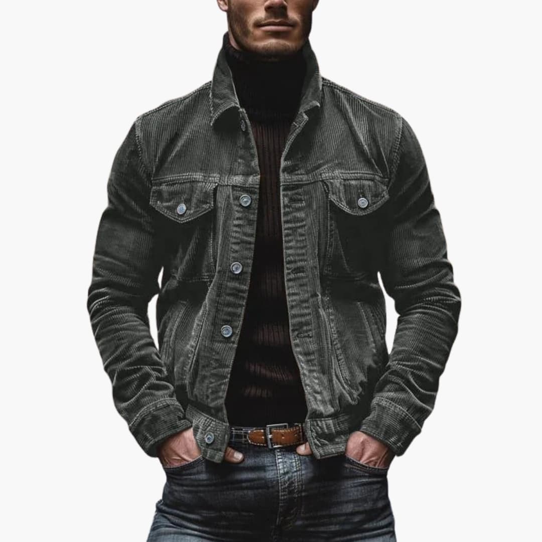 Men's corduroy Jacke with button closure