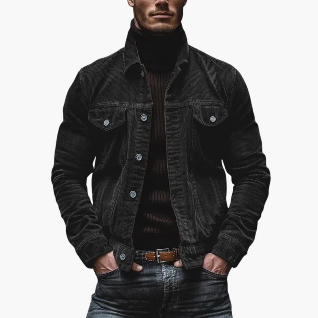 Men's corduroy Jacke with button closure