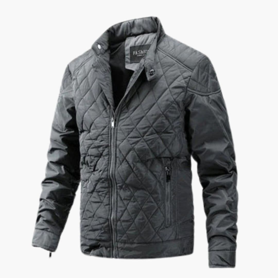 Men's quilted Jacke with stand-up collar and zippered pockets