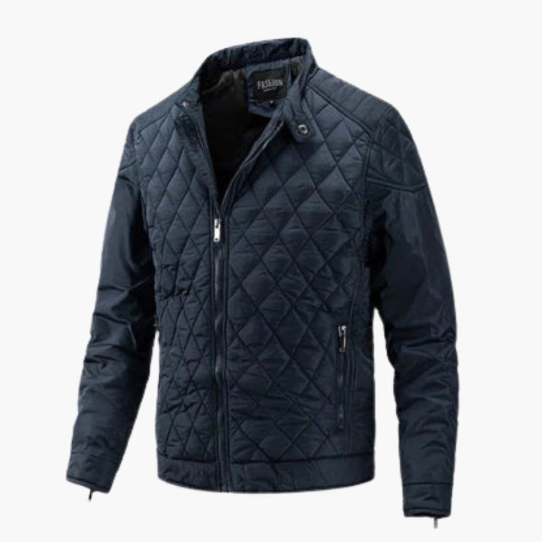 Men's quilted Jacke with stand-up collar and zippered pockets
