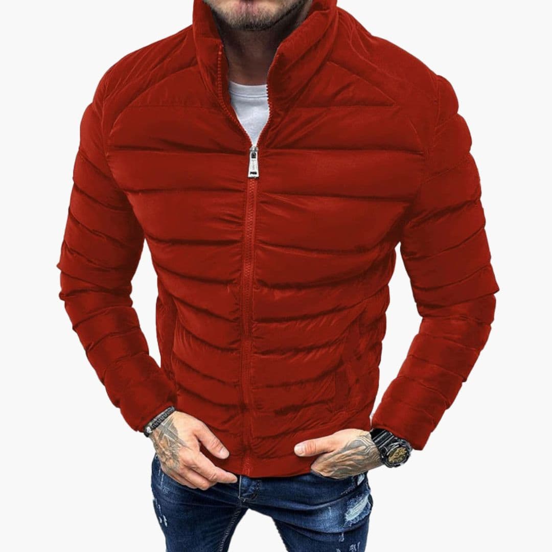 Men's quilted fitted Jacke with stand-up collar