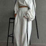 Contrast Bow Wide-Leg Hose