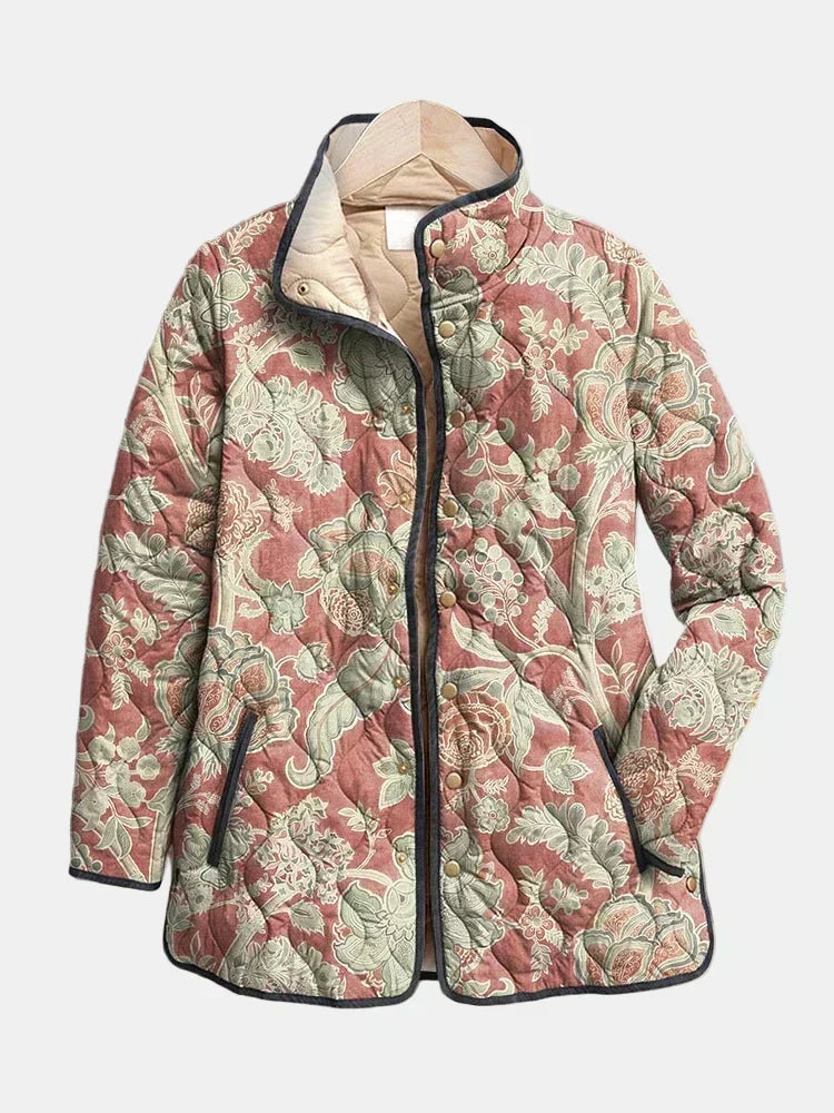 Pauline | Gesteppte Jacke mit Terrakotta-Karo – Terrakotta-Karo